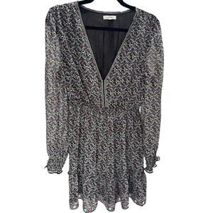 Max Studio floral boho mini dress smocked waist - Large